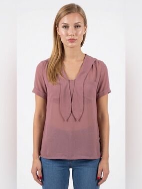 GERARD MARTIN PINK BLOUSE MARINE TOP SHEER SHIRT VINTAGE CAMISOLE WOMEN SIZE 2